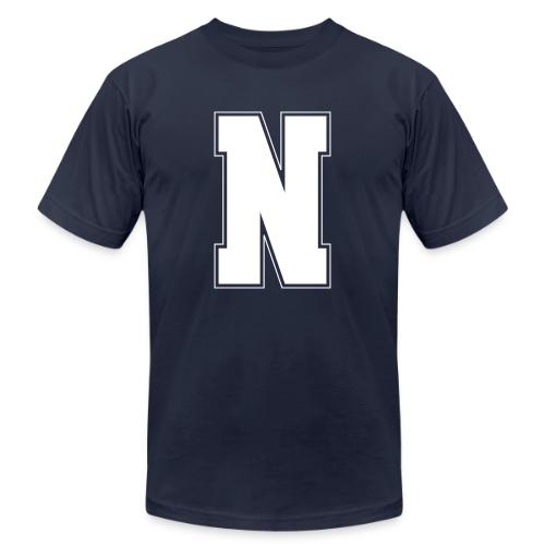 White Letter N – Varsity Alphabet Monogram - Unisex Jersey T-Shirt by Bella + Canvas