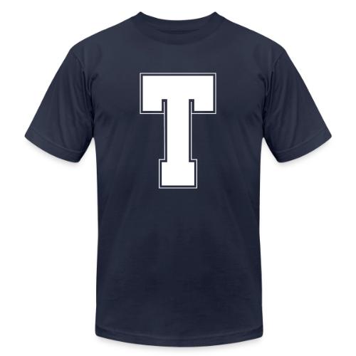 White Letter T – Varsity Alphabet Monogram - Unisex Jersey T-Shirt by Bella + Canvas