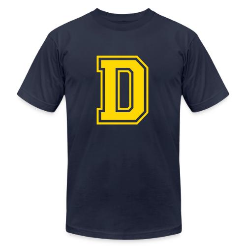 Letter D – Capital Athletic Alphabet Monogram - Unisex Jersey T-Shirt by Bella + Canvas