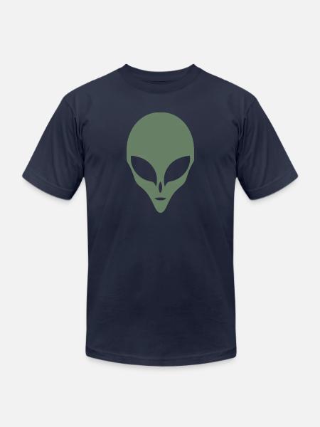 Alien Silhouette Head Face - Unisex Jersey T-Shirt by Bella + Canvas - navy