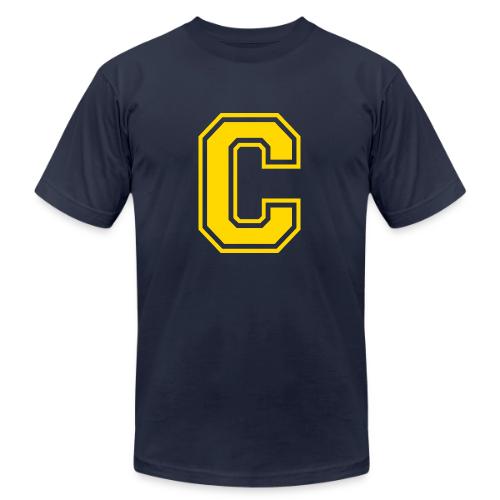 Letter C – Capital Athletic Alphabet Monogram - Unisex Jersey T-Shirt by Bella + Canvas