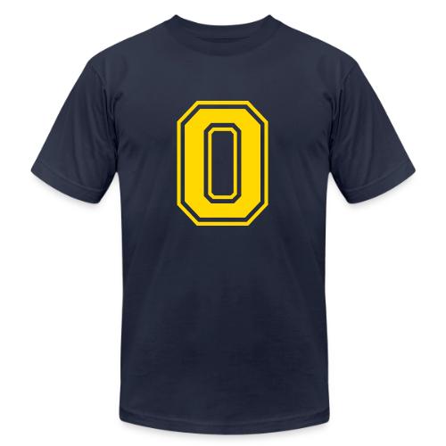 Letter O – Capital Athletic Alphabet Monogram - Unisex Jersey T-Shirt by Bella + Canvas