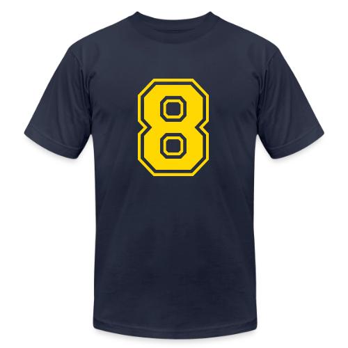 Number 8 in a classic athletic collegiate font - Unisex Jersey T-Shirt by Bella + Canvas