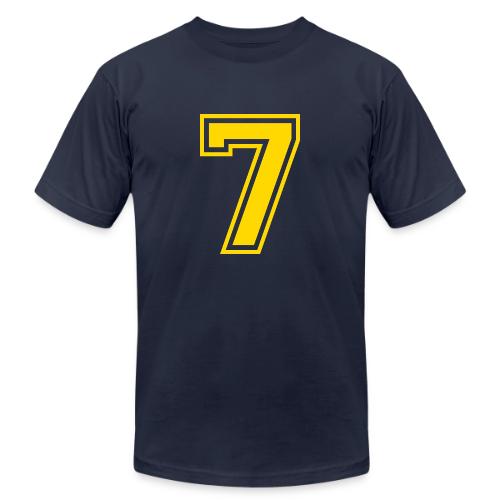 Number 7 in a classic athletic collegiate font - Unisex Jersey T-Shirt by Bella + Canvas