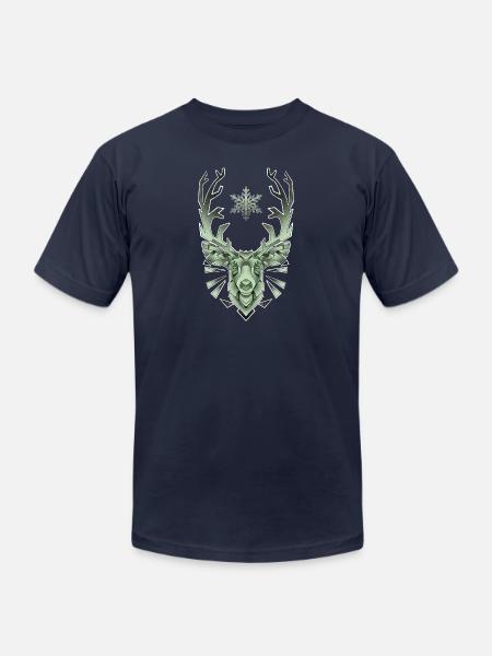 Green Geometric Reindeer - Unisex Jersey T-Shirt by Bella + Canvas - navy