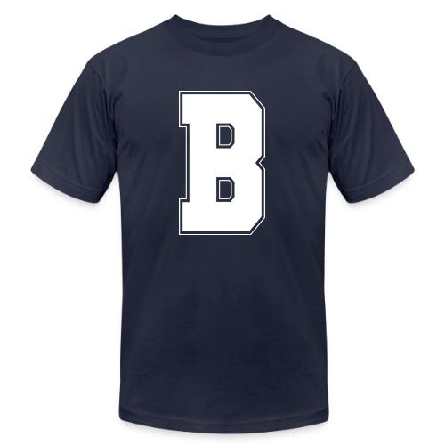White Letter B – Varsity Alphabet Monogram - Unisex Jersey T-Shirt by Bella + Canvas