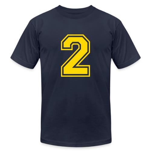 Number 2 in a classic athletic collegiate font - Unisex Jersey T-Shirt by Bella + Canvas