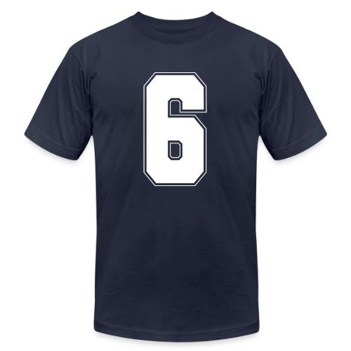 White Number 6 – Varsity Font - Unisex Jersey T-Shirt by Bella + Canvas