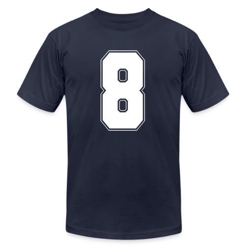 White Number 8 – Varsity Font - Unisex Jersey T-Shirt by Bella + Canvas