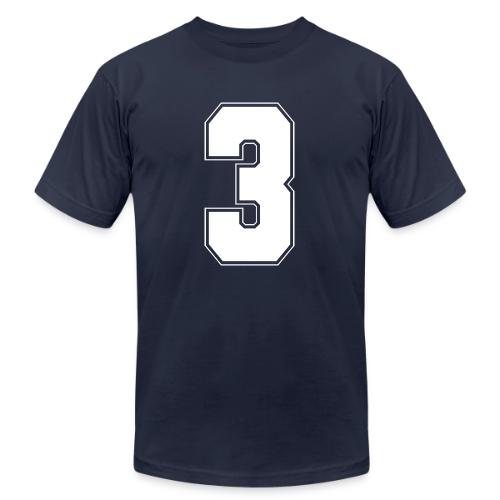 White Number 3 – Varsity Font - Unisex Jersey T-Shirt by Bella + Canvas
