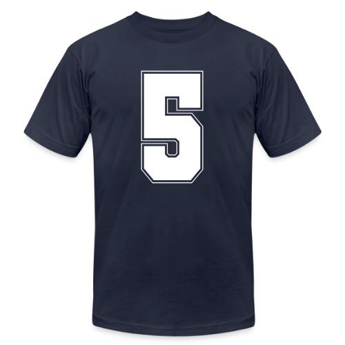 White Number 5 – Varsity Font - Unisex Jersey T-Shirt by Bella + Canvas