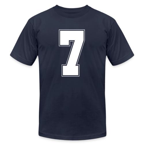 White Number 7 – Varsity Font - Unisex Jersey T-Shirt by Bella + Canvas