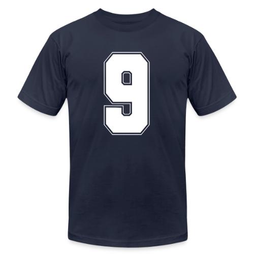 White Number 9 – Varsity Font - Unisex Jersey T-Shirt by Bella + Canvas
