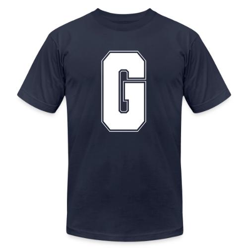 White Letter G – Varsity Alphabet Monogram - Unisex Jersey T-Shirt by Bella + Canvas