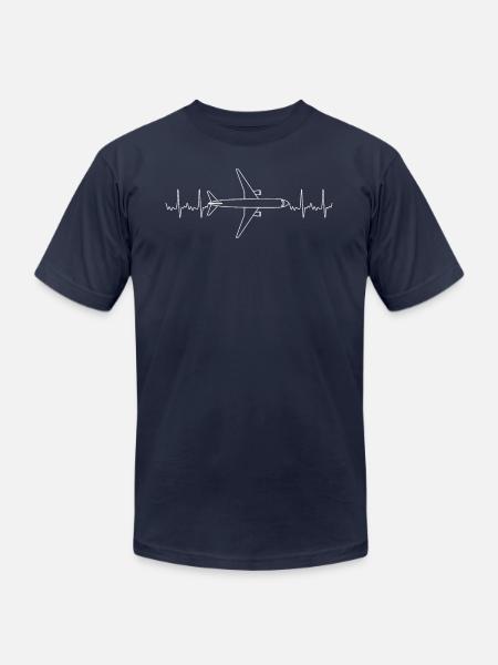 ECG Pilot Heartbeat Pulse Gift for Aviation & - Unisex Jersey T-Shirt by Bella + Canvas - navy
