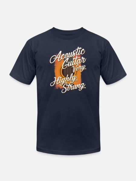 Acoustic Guitar Very Highly Strung Guitarist - Unisex Jersey T-Shirt by Bella + Canvas - navy