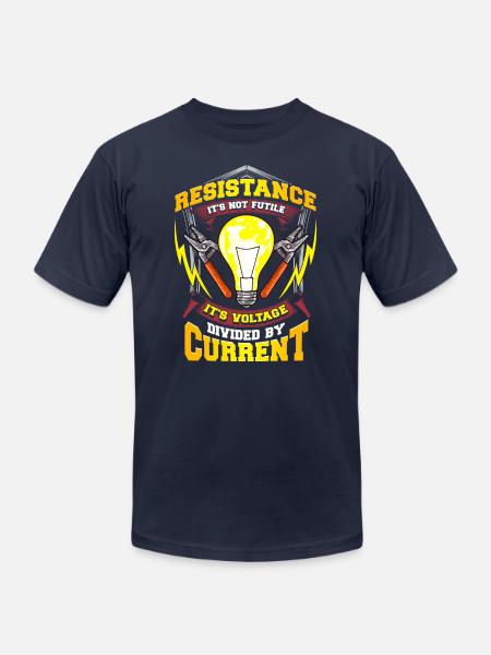 Funny Ohm's Law Funny Resistance Pun Meme - Unisex Jersey T-Shirt by Bella + Canvas - navy