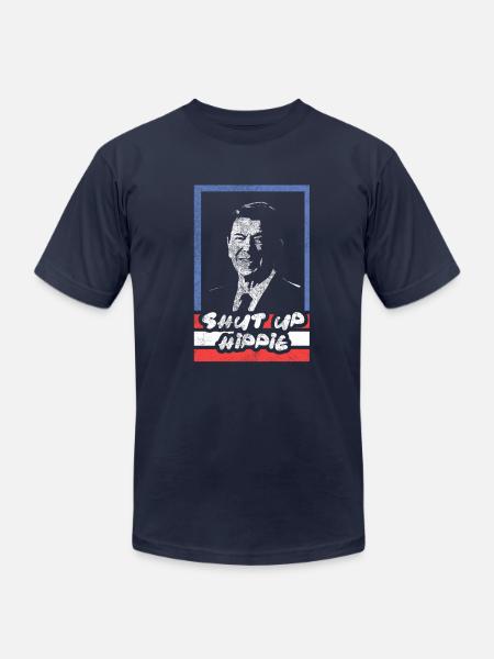 Shut Up Hippie Raegan Shirt Political Gift Republi - Unisex Jersey T-Shirt by Bella + Canvas - navy