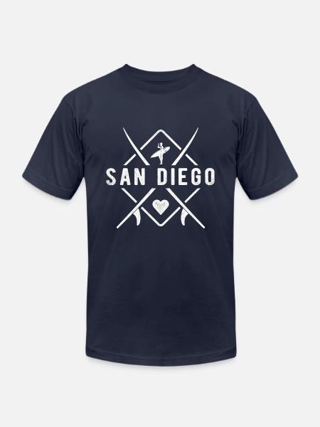 San Diego California Surfing Tee San Diego - Unisex Jersey T-Shirt by Bella + Canvas - navy