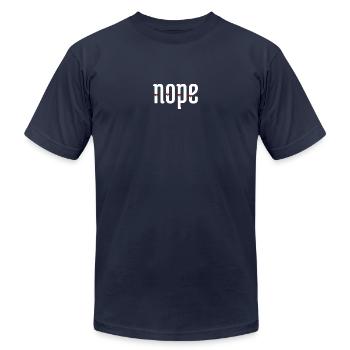 nope - Unisex Jersey T-Shirt by Bella + Canvas - navy - Front - Jose (178cm)