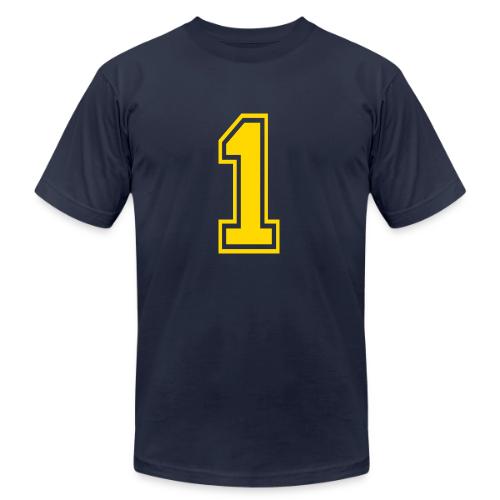 Number 1 in a classic athletic collegiate font - Unisex Jersey T-Shirt by Bella + Canvas