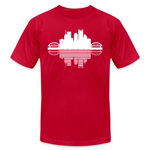 Pittsburgh Skyline Reflection - Unisex Jersey T-Shirt by Bella + Canvas