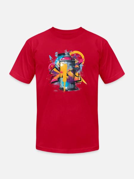 Vibrant Graffiti Spray Can Artwork - Unisex Jersey T-Shirt by Bella + Canvas - red