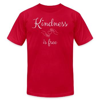 Kindness is Free Hands Heart - Unisex Jersey T-Shirt by Bella + Canvas - red - Front - Jose (178cm)