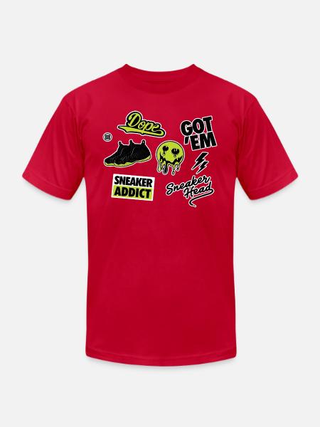 Drip Sneaker Sticker Fusion - Unisex Jersey T-Shirt by Bella + Canvas - red