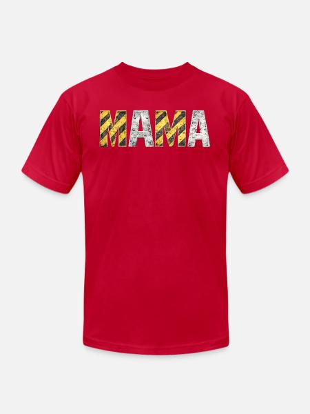 Industrial Hazard Mama Letters - Unisex Jersey T-Shirt by Bella + Canvas - red