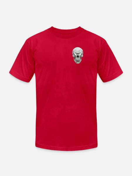 Cracked Skull Chrome Gaze - Unisex Jersey T-Shirt by Bella + Canvas - red