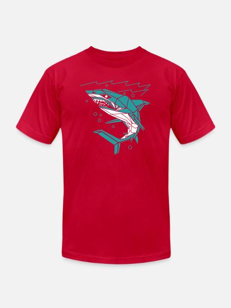 Polygon Shark - Unisex Jersey T-Shirt by Bella + Canvas - red