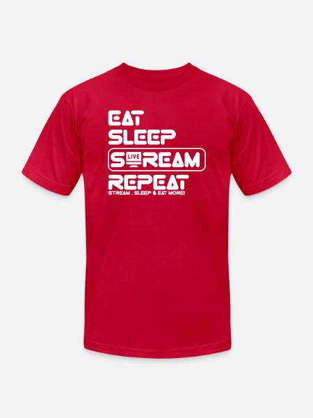 Streamer Life: Eat, Sleep, Repeat - Unisex Jersey T-Shirt by Bella + Canvas - red