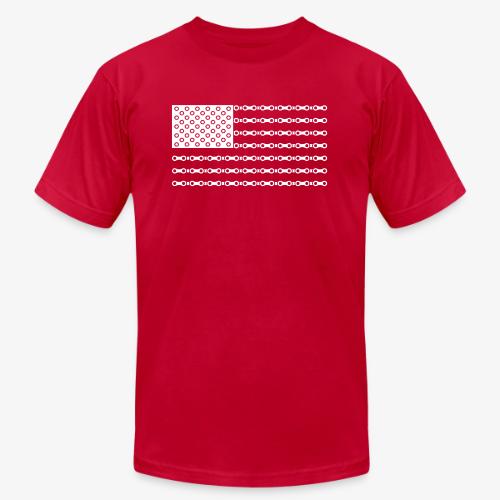 Bicycle Chain American Flag - Unisex Jersey T-Shirt by Bella + Canvas
