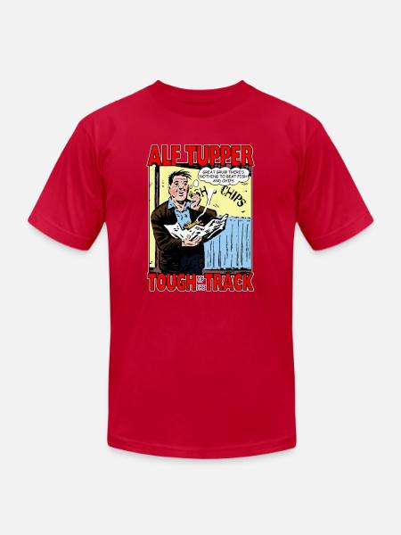 Alf Tupper Tough of the Track Comic Fish & Chips - Unisex Jersey T-Shirt by Bella + Canvas - red