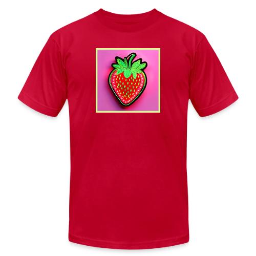 Vibrant Strawberry Neon Sign - Unisex Jersey T-Shirt by Bella + Canvas