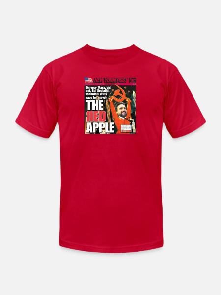 The Red Apple New York Post Zohran Mamdani  - Unisex Jersey T-Shirt by Bella + Canvas - red