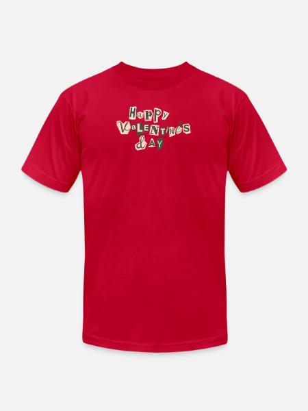 Valentine's Day Collage Letter Print - Unisex Jersey T-Shirt by Bella + Canvas - red