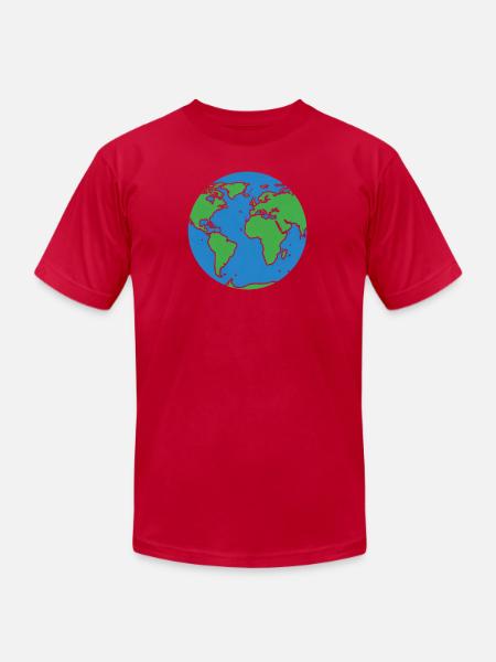 Eco World Map Circle - Unisex Jersey T-Shirt by Bella + Canvas - red