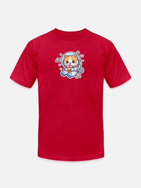 Cosmic Kitty Bubble Tea - Unisex Jersey T-Shirt by Bella + Canvas - red