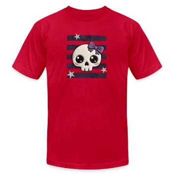 Kawaii Skull Coquette Bow Aesthetic Halloween Gift - Unisex Jersey T-Shirt by Bella + Canvas - red - Front - Jose (178cm)