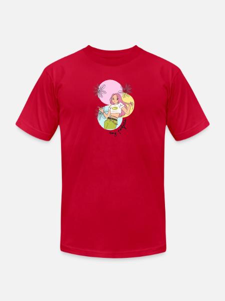 Pastel Leafy Heroine - Unisex Jersey T-Shirt by Bella + Canvas - red