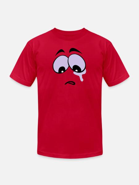 Sad Face - Unisex Jersey T-Shirt by Bella + Canvas - red