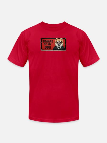 Beware of my dog - Unisex Jersey T-Shirt by Bella + Canvas - red