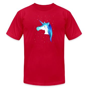 blue unicorn stars cute unicorn - Unisex Jersey T-Shirt by Bella + Canvas - red - Front - Jose (178cm)