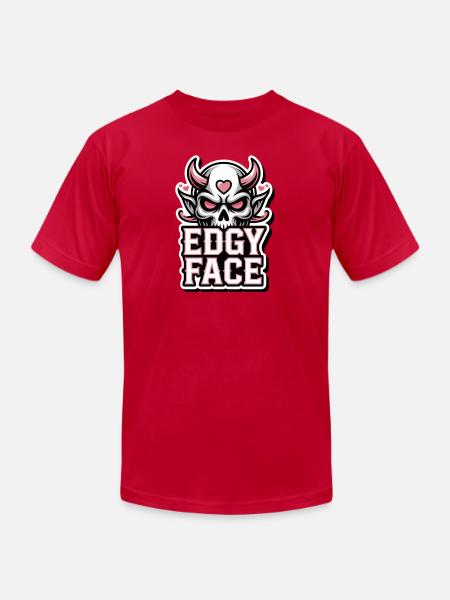 Edgy Face Skull - Unisex Jersey T-Shirt by Bella + Canvas - red
