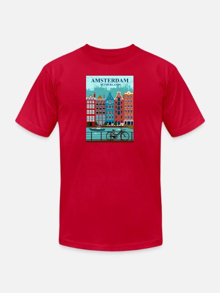 Amsterdam Travel - Unisex Jersey T-Shirt by Bella + Canvas - red