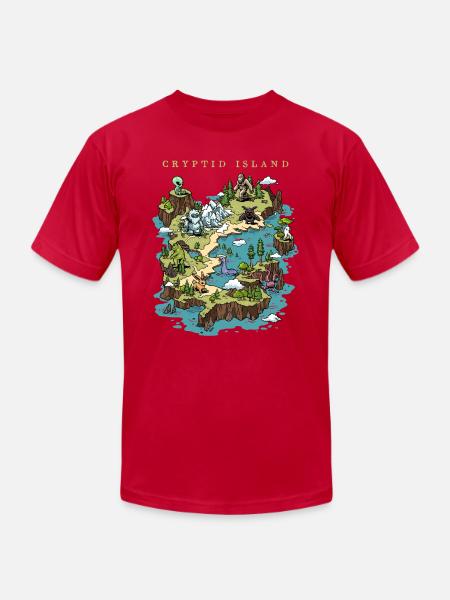 Cryptid Island - Unisex Jersey T-Shirt by Bella + Canvas - red