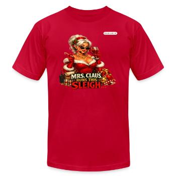 Mrs Claus Sleigh Seduction - Unisex Jersey T-Shirt by Bella + Canvas - red - Front - Jose (178cm)