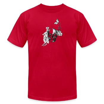 Fleur de minuit du crâne floral - T-shirt unisexe Bella + Canvas - rouge - Devant - Jose (178cm)